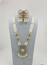 White Antique Polki Reverse AD Kundan long necklace/Kundan long Necklace/Indian Long Necklace/Pearl Polki mala set/Indian jewelry/bridal