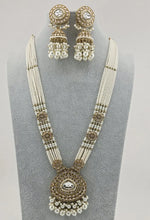 White Antique Polki Reverse AD Kundan long necklace/Kundan long Necklace/Indian Long Necklace/Pearl Polki mala set/Indian jewelry/bridal