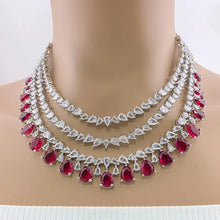 Ruby Red CZ diamond Triple Layered bridal necklace, American Diamond wedding necklace, Cz jewelry, Indian, Pakistani,Punjabi wedding jewelry