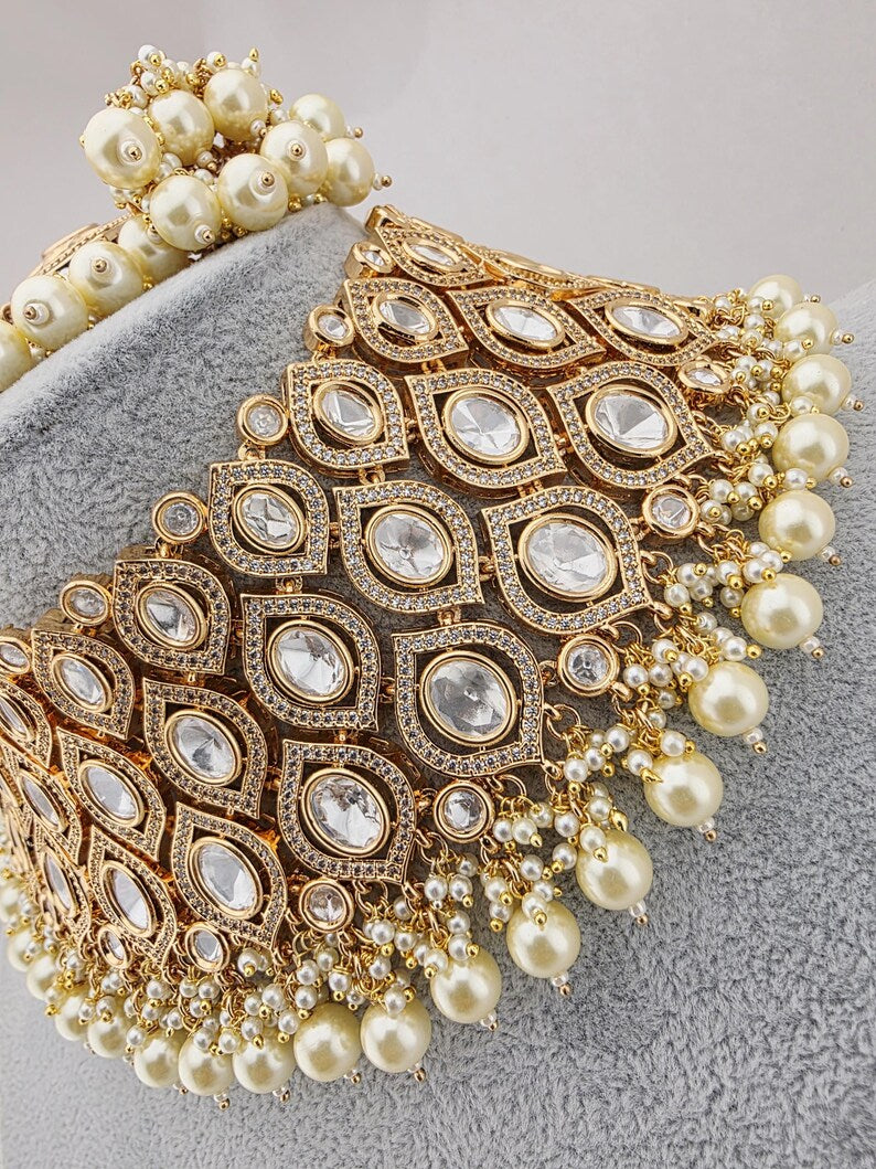 White Bridal Necklace Fine Kundan Indian Necklace,Tyaani Necklace Wedding necklace, Fine kundan jewelry, Pakistani Jewelry, Indian Jewelry