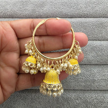 Gold plated Meenakari Hoop Earrings/Bali Jhumkas/Traditional earrings/Trendy earrings/Statement earrings/Bridal jewelry/Pakistani/Punjabi