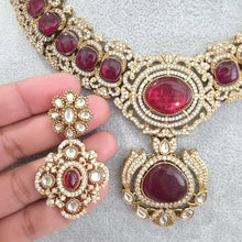 Ruby Victorian Moissanite polki Cz diamond Necklace, Indian Bridal Jewelry, Bollywood Sabyasachi Designer necklace, Pakistani Wedding