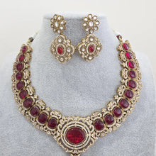 Ruby Victorian Moissanite polki Cz diamond Necklace, Indian Bridal Jewelry, Bollywood Sabyasachi Designer necklace, Pakistani Wedding