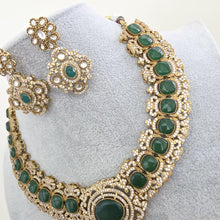 Green Victorian Moissanite polki Cz diamond Necklace, Indian Bridal Jewelry, Bollywood Sabyasachi Designer necklace, Pakistani Wedding