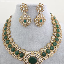 Green Victorian Moissanite polki Cz diamond Necklace, Indian Bridal Jewelry, Bollywood Sabyasachi Designer necklace, Pakistani Wedding