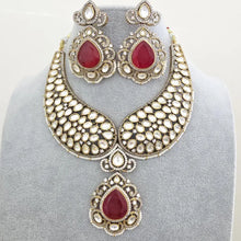 Ruby Victorian Moissanite polki Cz diamond Necklace, Indian Bridal Jewelry, Bollywood Sabyasachi Designer necklace, Pakistani Wedding