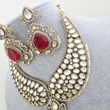 Ruby Victorian Moissanite polki Cz diamond Necklace, Indian Bridal Jewelry, Bollywood Sabyasachi Designer necklace, Pakistani Wedding