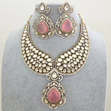 Pink Victorian Moissanite polki Cz diamond Necklace, Indian Bridal Jewelry, Bollywood Sabyasachi Designer necklace, Pakistani Wedding