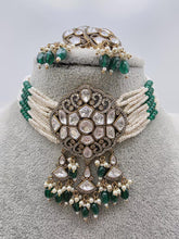 Green Victorian CZ Stone Necklace/Sabyasachi Necklace/Kundan Jewelry Set/Indian wedding collection/Bridal Necklace/Pakistani Jewelry