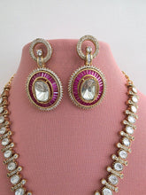 Ruby Victorian Moissanite Necklace, Semi-precious muti stones Pendant Necklace, Indian Bridal Jewelry, Bollywood Sabyasachi Necklace