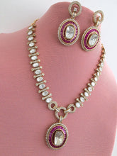 Ruby Victorian Moissanite Necklace, Semi-precious muti stones Pendant Necklace, Indian Bridal Jewelry, Bollywood Sabyasachi Necklace