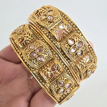 Gold plated Polki openable bangle pair/Statement Kada/Polki Kundan Bangles/Bridal Bangles/Indian Wedding/Pakistani/Punjabi bangle jewelry