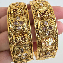 Gold plated Polki openable bangle pair/Statement Kada/Polki Kundan Bangles/Bridal Bangles/Indian Wedding/Pakistani/Punjabi bangle jewelry