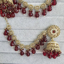 Maroon Polki Pearl bahubali jhumka, Kundan jhumnka, bahubali earrings, Pearl jewelry for wedding, indian pakistani jewelry