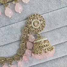 Pink Polki Pearl bahubali jhumka, Kundan jhumnka, bahubali earrings, Pearl jewelry for wedding, indian pakistani jewelry