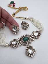 Green Moissanite Polki Kundan choker Necklace/Sabyasachi Kundan Choker/ Bollywood Indian jewelry/ Pakistani necklace/ punjabi/Indian wedding