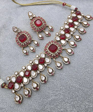 Ruby Red Victorian Moissanite Polki Kundan Choker necklace, Sabyasachi Designer necklace, Bollywood, Indian, Pakistani Jewelry for Wedding