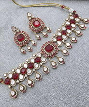Ruby Red Victorian Moissanite Polki Kundan Choker necklace, Sabyasachi Designer necklace, Bollywood, Indian, Pakistani Jewelry for Wedding