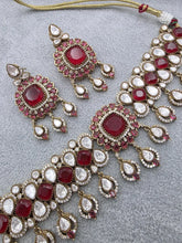 Ruby Red Victorian Moissanite Polki Kundan Choker necklace, Sabyasachi Designer necklace, Bollywood, Indian, Pakistani Jewelry for Wedding