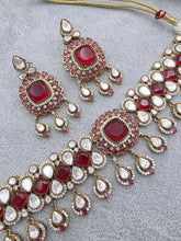 Ruby Red Victorian Moissanite Polki Kundan Choker necklace, Sabyasachi Designer necklace, Bollywood, Indian, Pakistani Jewelry for Wedding