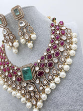 Ruby Bridal Mossinate Polki Victorian Necklace, Sabyasachi Necklace, Wedding necklace, Semi Precious Jewelry, Bollywood Celebrity Necklace