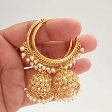 Gold plated polki Hoop Earrings/Bali Jhumkas/Traditional ethnic earrings/Trendy earrings/Statement earrings/Bridal jewelry/Pakistani/Punjabi