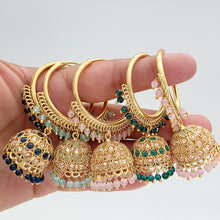 Gold plated polki Hoop Earrings/Bali Jhumkas/Traditional ethnic earrings/Trendy earrings/Statement earrings/Bridal jewelry/Pakistani/Punjabi