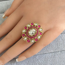 Kundan Dull Gold Polki Ring/Adjustable Ring/Indian Ring/ Pakistani Jewelry/ Indian Jewelry/Bollywood Jewelry/Indian Wedding jewelry