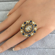 Kundan Dull Gold Polki Ring/Adjustable Ring/Indian Ring/ Pakistani Jewelry/ Indian Jewelry/Bollywood Jewelry/Indian Wedding jewelry