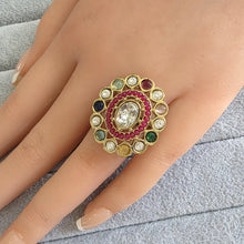Kundan Dull Gold Polki Ring/Adjustable Ring/Indian Ring/ Pakistani Jewelry/ Indian Jewelry/Bollywood Jewelry/Indian Wedding jewelry