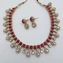 Ruby Victorian Moissanite polki Cz diamond Necklace, Indian Bridal Jewelry, Bollywood Sabyasachi Designer necklace, Pakistani Wedding