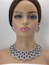Sapphire Silver Cz American Diamond necklace/Diamond/CZ Stones Necklace Set/Elegant/Unique Jewelry/Bollywood/Indian Wedding/Bridal