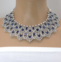 Sapphire Silver Cz American Diamond necklace/Diamond/CZ Stones Necklace Set/Elegant/Unique Jewelry/Bollywood/Indian Wedding/Bridal