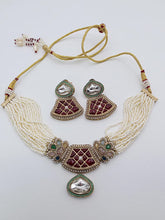 Multi Pearl Antique Polki Kundan Choker Necklace set, Indian jewelry, Pakistani necklace, Punjabi necklace, bridal, Indian wedding