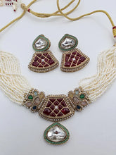Multi Pearl Antique Polki Kundan Choker Necklace set, Indian jewelry, Pakistani necklace, Punjabi necklace, bridal, Indian wedding