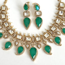 Emerald Doublet Victorian Moissanite Polki Kundan Necklace, Sabyasachi Designer, Bollywood, Indian Pakistani Jewelry for Wedding, bridal