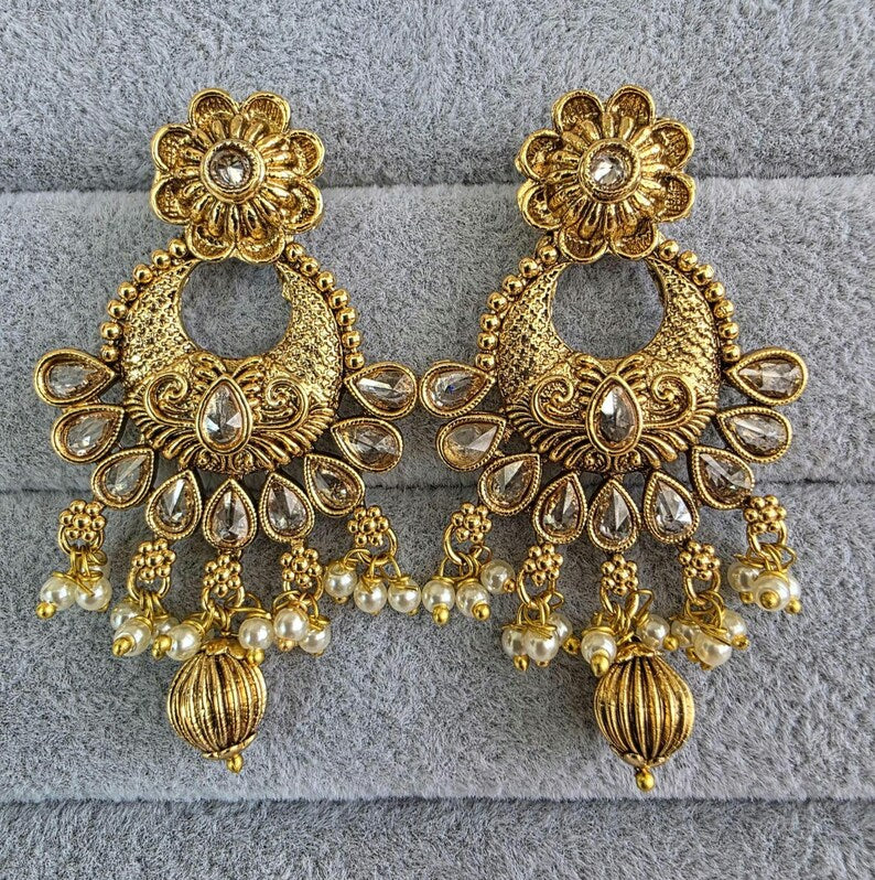 Antique Classic Earring With Gold Plating/South Indian jewelry/Temple Jewelry/Amrapali earrings/Indian earrings/gold earrings