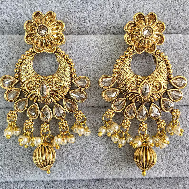 Antique Classic Earring With Gold Plating/South Indian jewelry/Temple Jewelry/Amrapali earrings/Indian earrings/gold earrings