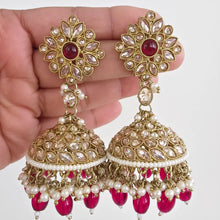 Hot Pink Antique Polki kundan Jhumka/stone Jhumka/Indian Jewelry/Pakistani /Punjabi Jewelry/Bridal earring/wedding collection