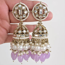 Lavender Antique Kundan bollywood earring trendy Kundan Jhumka/ Kundan earrings/ Punjabi/Bollywood/Statement/Indian earrings/Length 3.5 inch