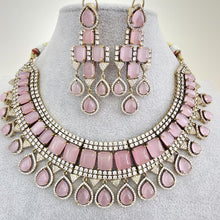 Pink Victorian Monalisa Cz diamond Necklace, Indian Bridal Jewelry, Bollywood Sabyasachi Designer necklace, Pakistani Wedding