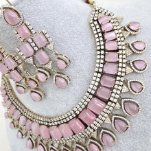 Pink Victorian Monalisa Cz diamond Necklace, Indian Bridal Jewelry, Bollywood Sabyasachi Designer necklace, Pakistani Wedding