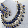 Blue Victorian Monalisa Cz diamond Necklace, Indian Bridal Jewelry, Bollywood Sabyasachi Designer necklace, Pakistani Wedding
