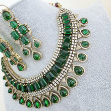 Green Victorian Monalisa Cz diamond Necklace, Indian Bridal Jewelry, Bollywood Sabyasachi Designer necklace, Pakistani Wedding