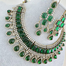 Green Victorian Monalisa Cz diamond Necklace, Indian Bridal Jewelry, Bollywood Sabyasachi Designer necklace, Pakistani Wedding