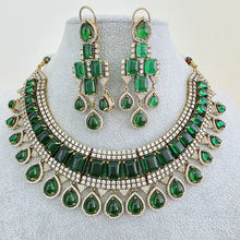 Green Victorian Monalisa Cz diamond Necklace, Indian Bridal Jewelry, Bollywood Sabyasachi Designer necklace, Pakistani Wedding