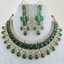 Green Victorian Monalisa Cz diamond Necklace, Indian Bridal Jewelry, Bollywood Sabyasachi Designer necklace, Pakistani Wedding