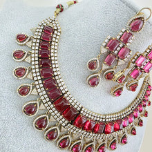 Ruby Victorian Monalisa Cz diamond Necklace, Indian Bridal Jewelry, Bollywood Sabyasachi Designer necklace, Pakistani Wedding