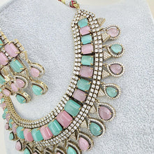 Mintpink Victorian Monalisa Cz diamond Necklace, Indian Bridal Jewelry, Bollywood Sabyasachi Designer necklace, Pakistani Wedding