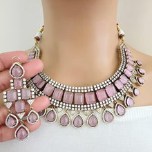 Pink Victorian Monalisa Cz diamond Necklace, Indian Bridal Jewelry, Bollywood Sabyasachi Designer necklace, Pakistani Wedding